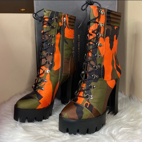 Orange Army Fatigue Heel Boots | Poshmark